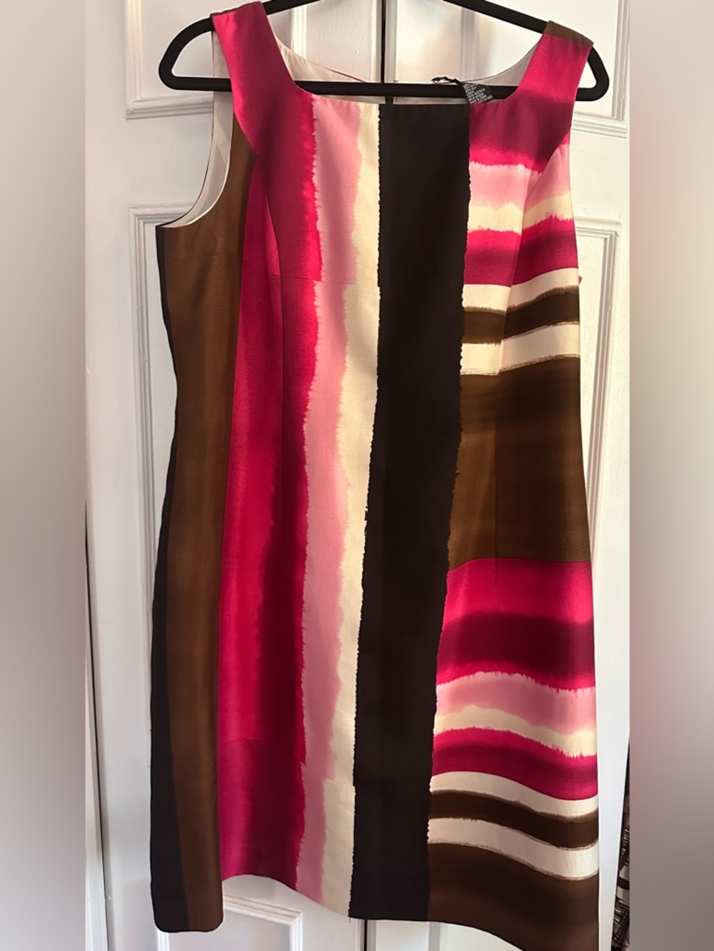 Etcetera Black and Pink and brown striped fully Lined Dress